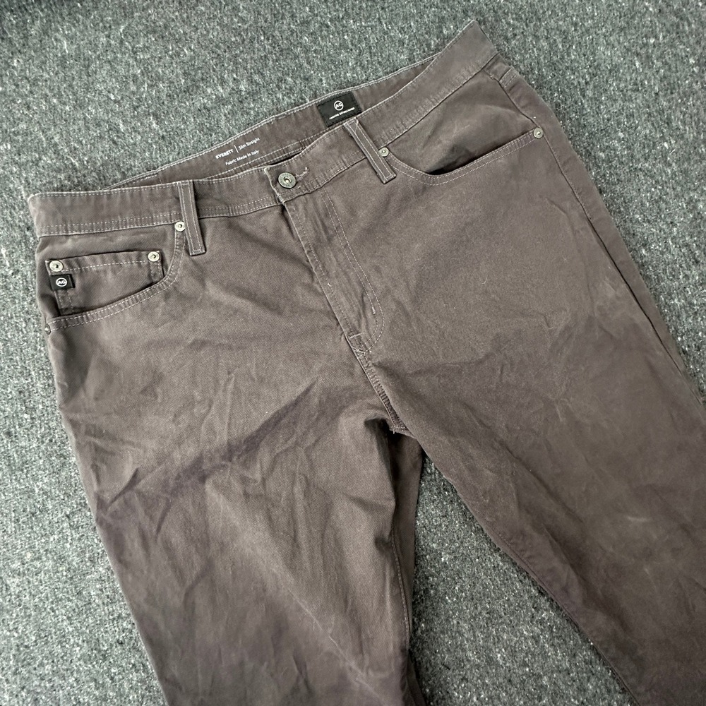 AG Adriano Goldschmied Everett Pants Men 36x34 Gray Slim Straight Italian Fabric